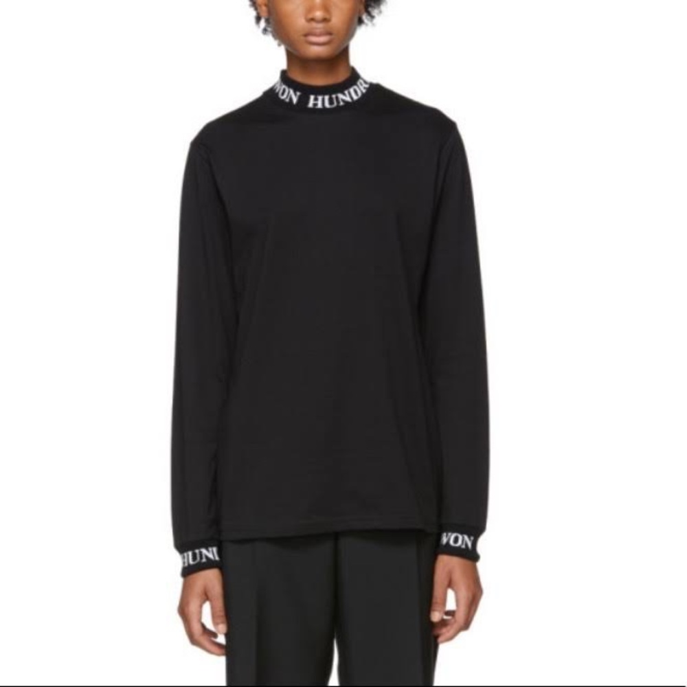Won Hundred Unisex Black High Neck Logo Shirt